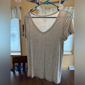 Cream stretch t shirt with colorful flecks